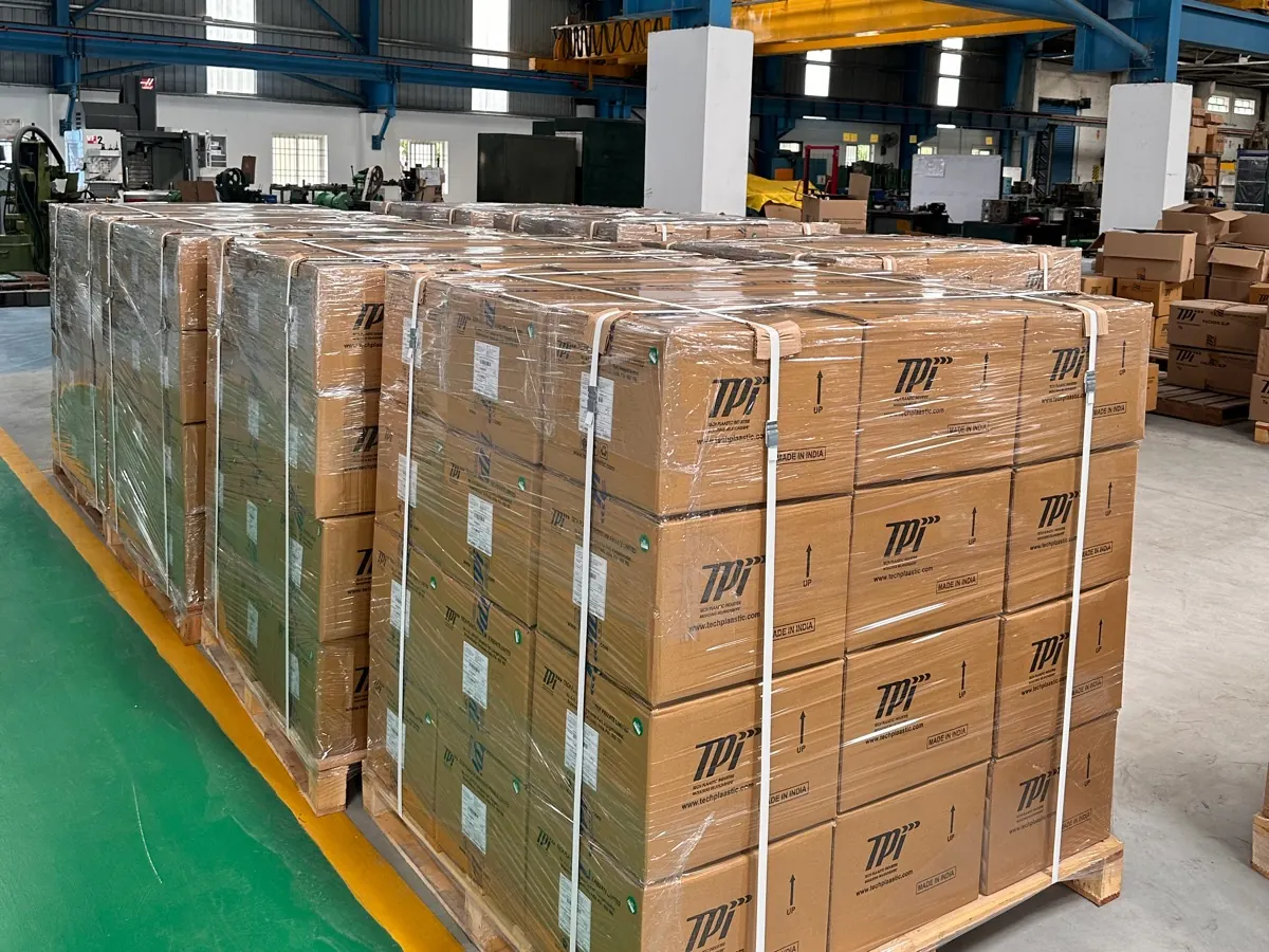 Packed and palletised parts ready for dispatch
